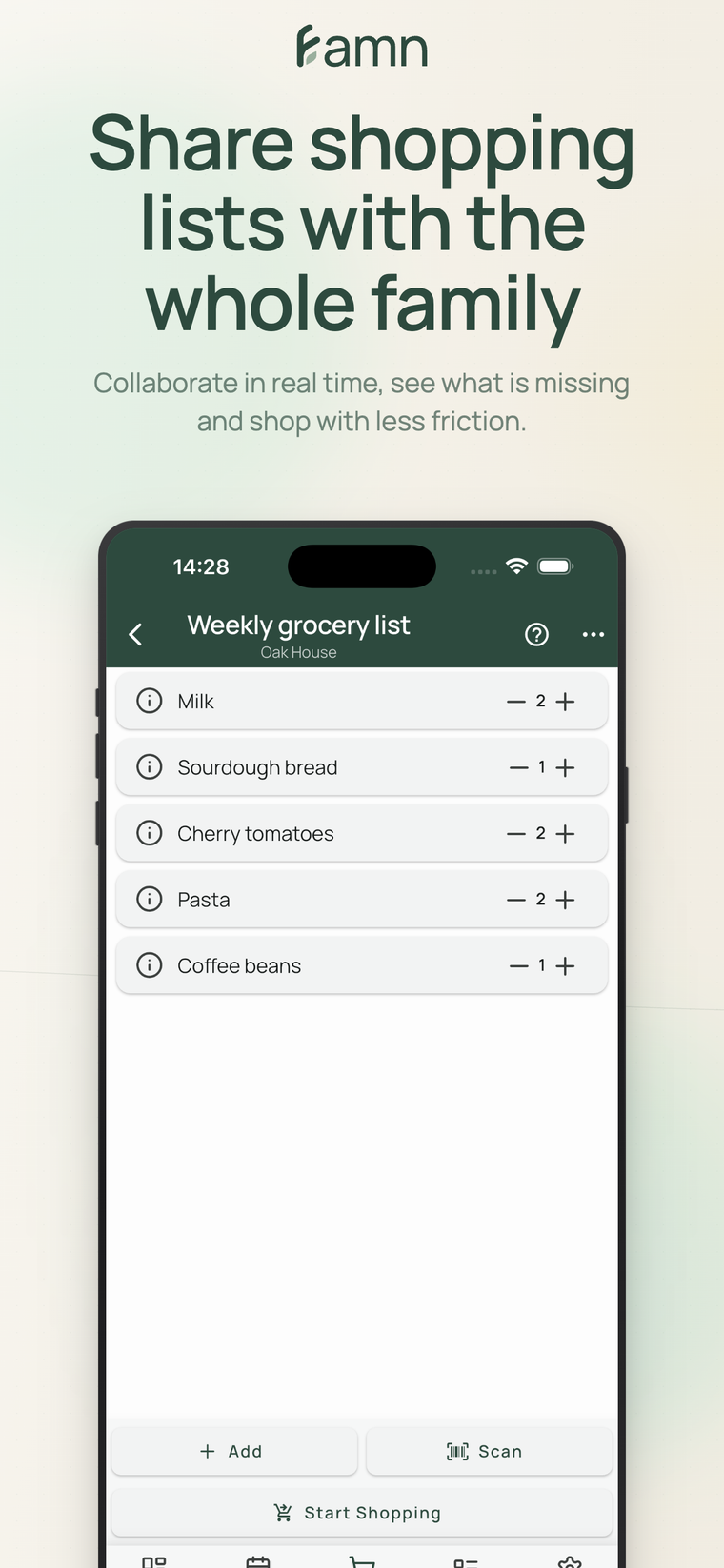 Share shopping lists with the whole family