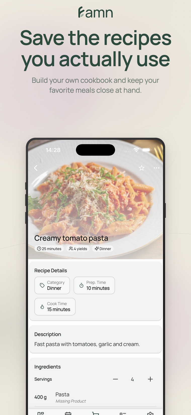 Save the recipes you actually use