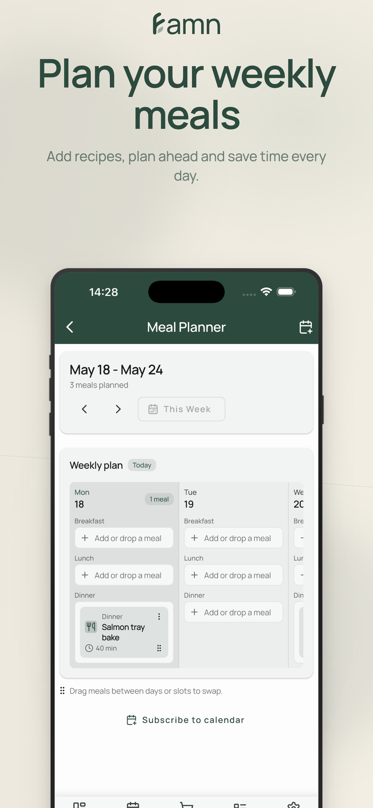 Plan your weekly meals