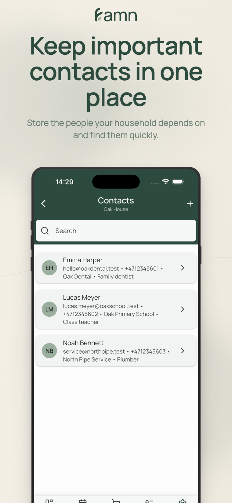 Keep important contacts in one place