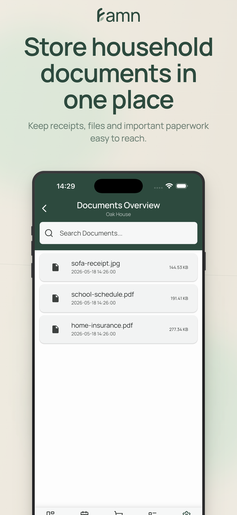 Store household documents in one place